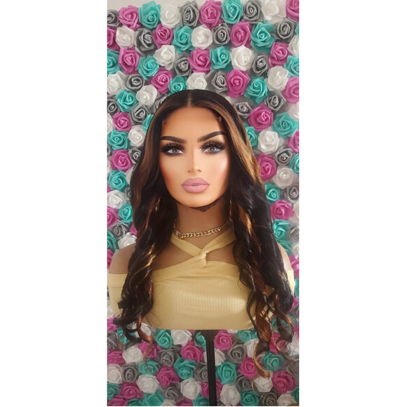 100% human hair closure highlighted wig - Picture 1 of 6